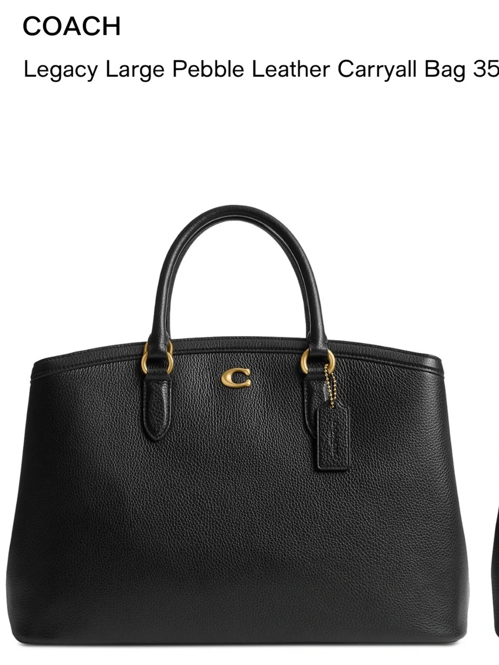 COACH Black Pebble Leather Legacy Large Carryall with Gold Hardware - Picture 1 of 10